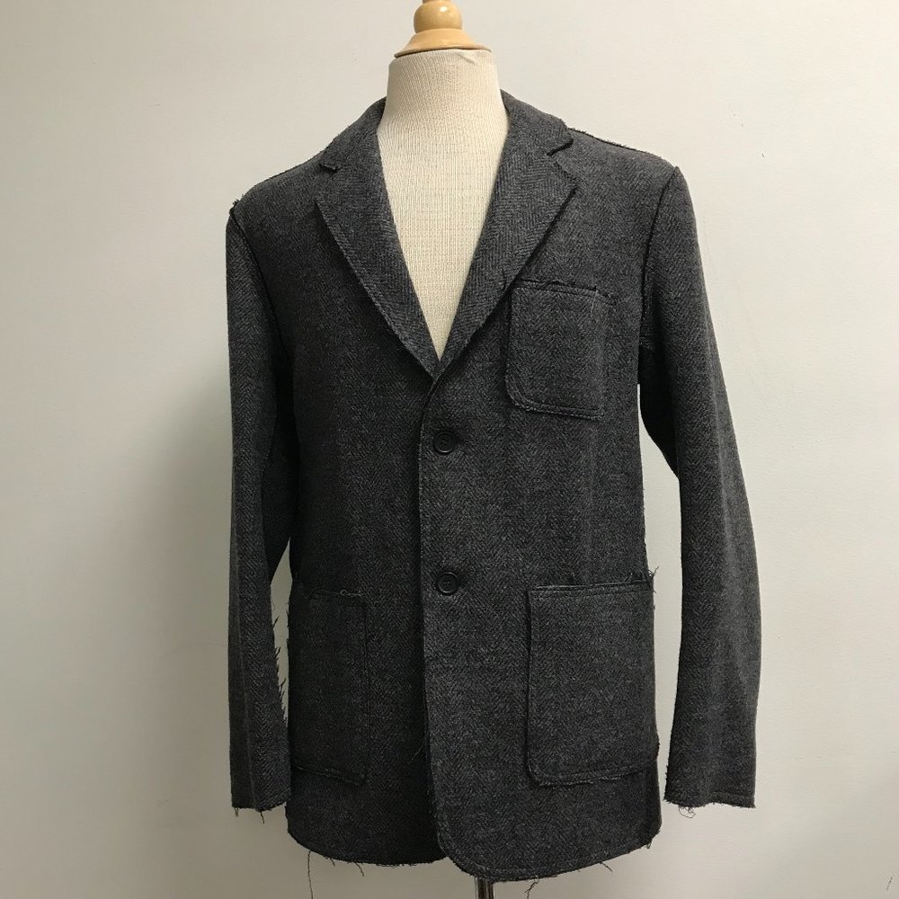 PHIL GREEN blazer black herringbone double faced wool M 40